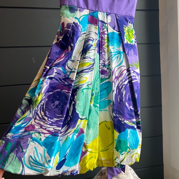 NWOT Strapless Dress in White & Purple - Picture 2 of 7